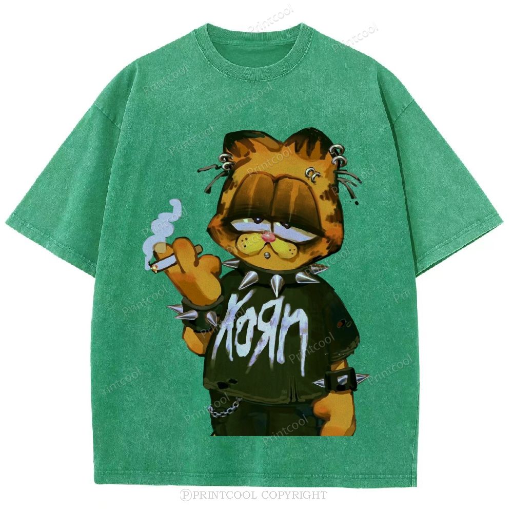 Punk Garfield Unisex Vintage Washed Tee 