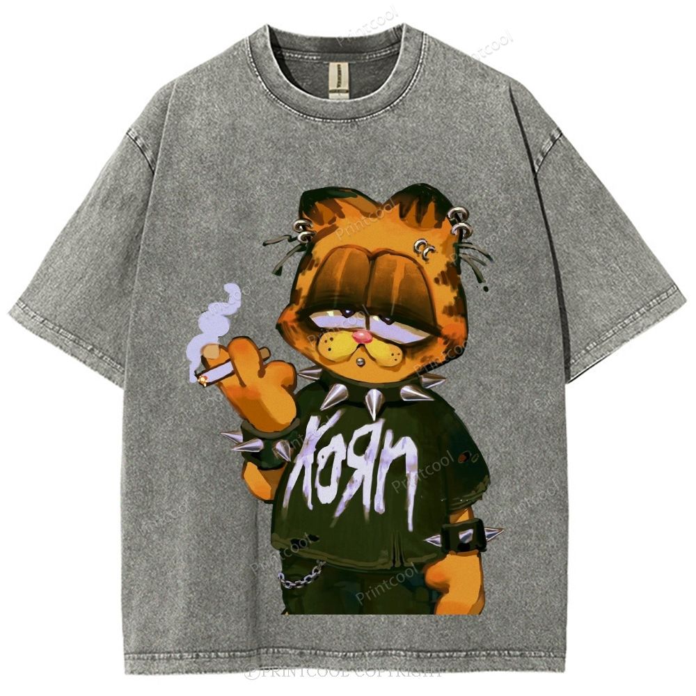 Punk Garfield Unisex Vintage Washed Tee 