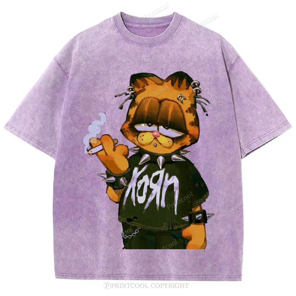 Punk Garfield Unisex Vintage Washed Tee 
