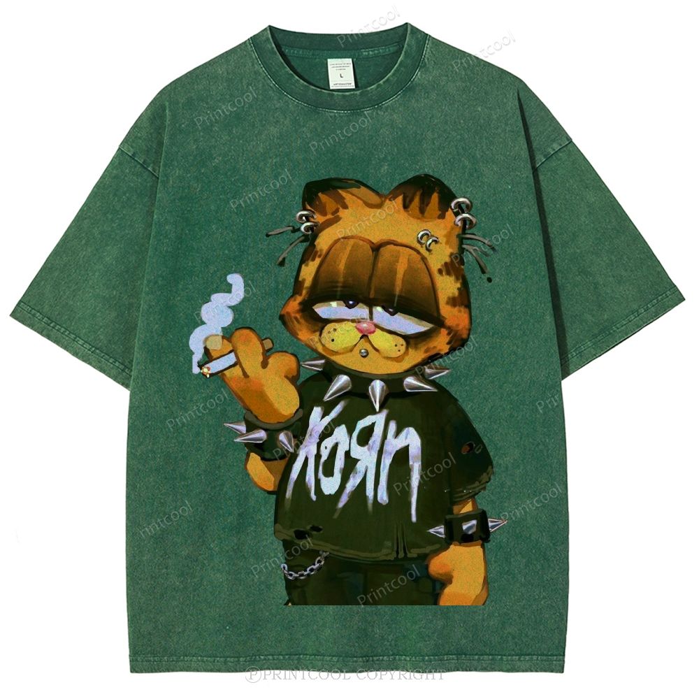 Punk Garfield Unisex Vintage Washed Tee 