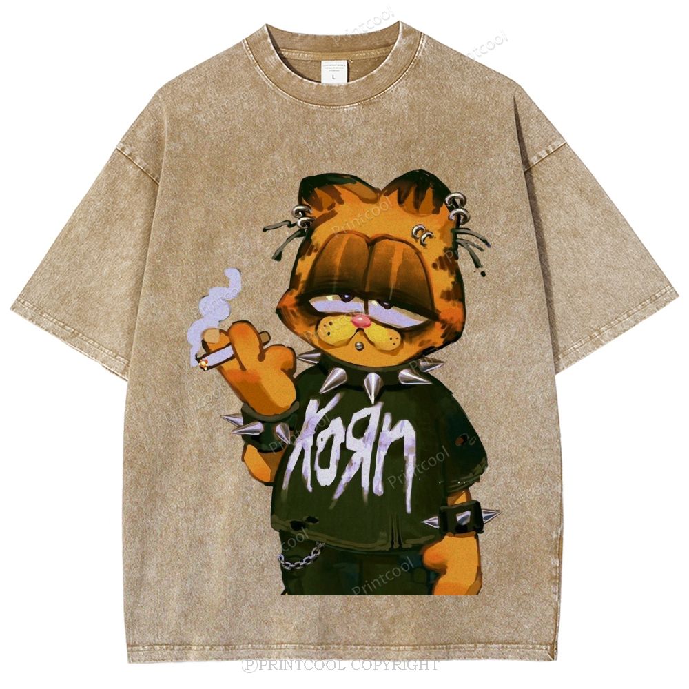 Punk Garfield Unisex Vintage Washed Tee 
