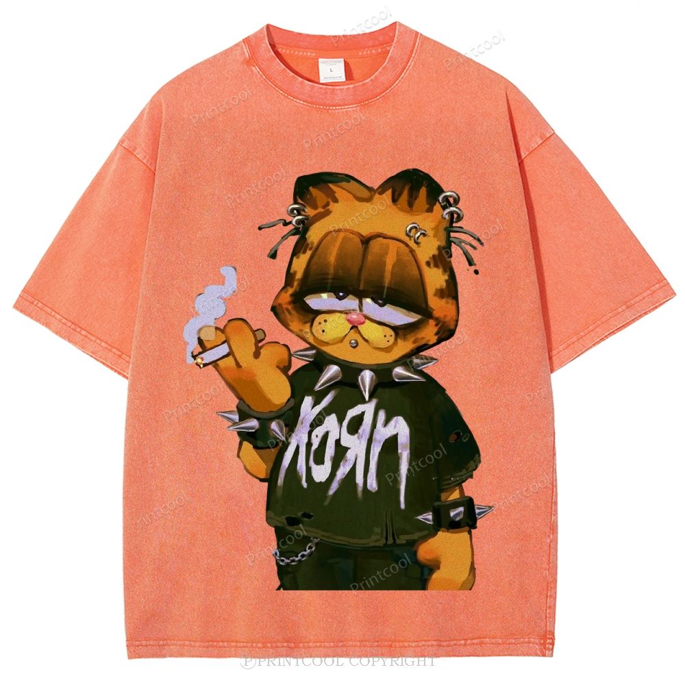 Punk Garfield Unisex Vintage Washed Tee 