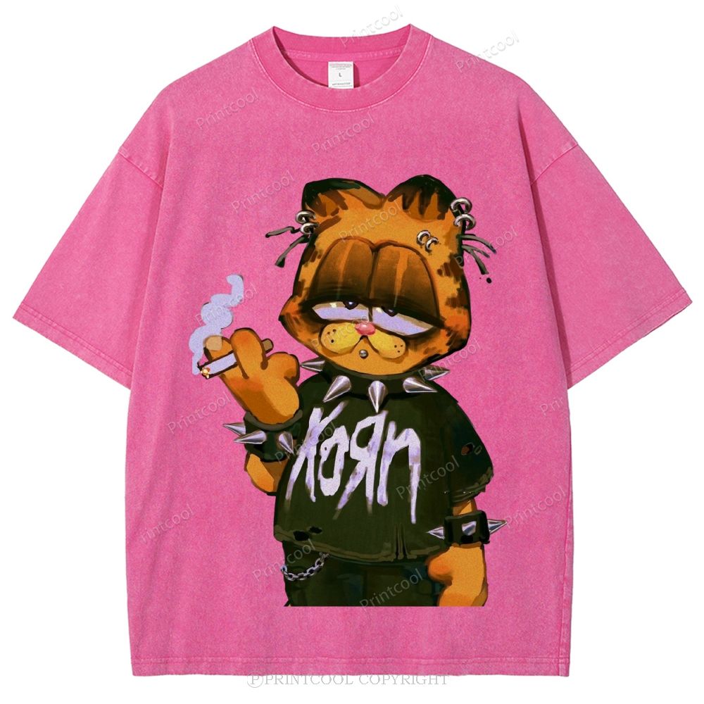 Punk Garfield Unisex Vintage Washed Tee 