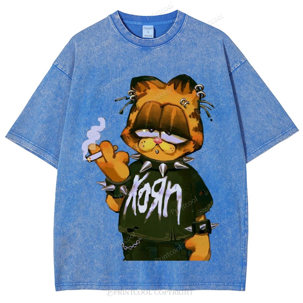 Punk Garfield Unisex Vintage Washed Tee 