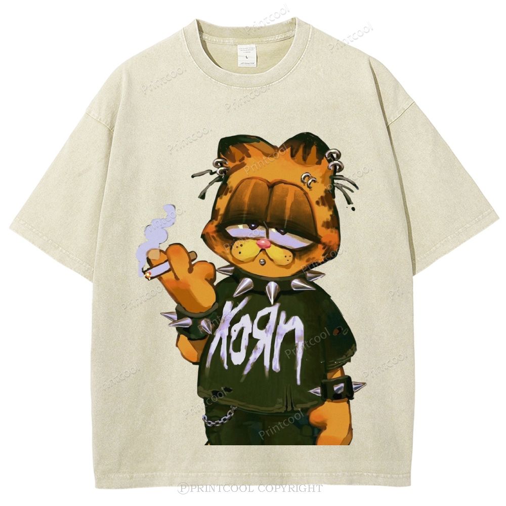 Punk Garfield Unisex Vintage Washed Tee 