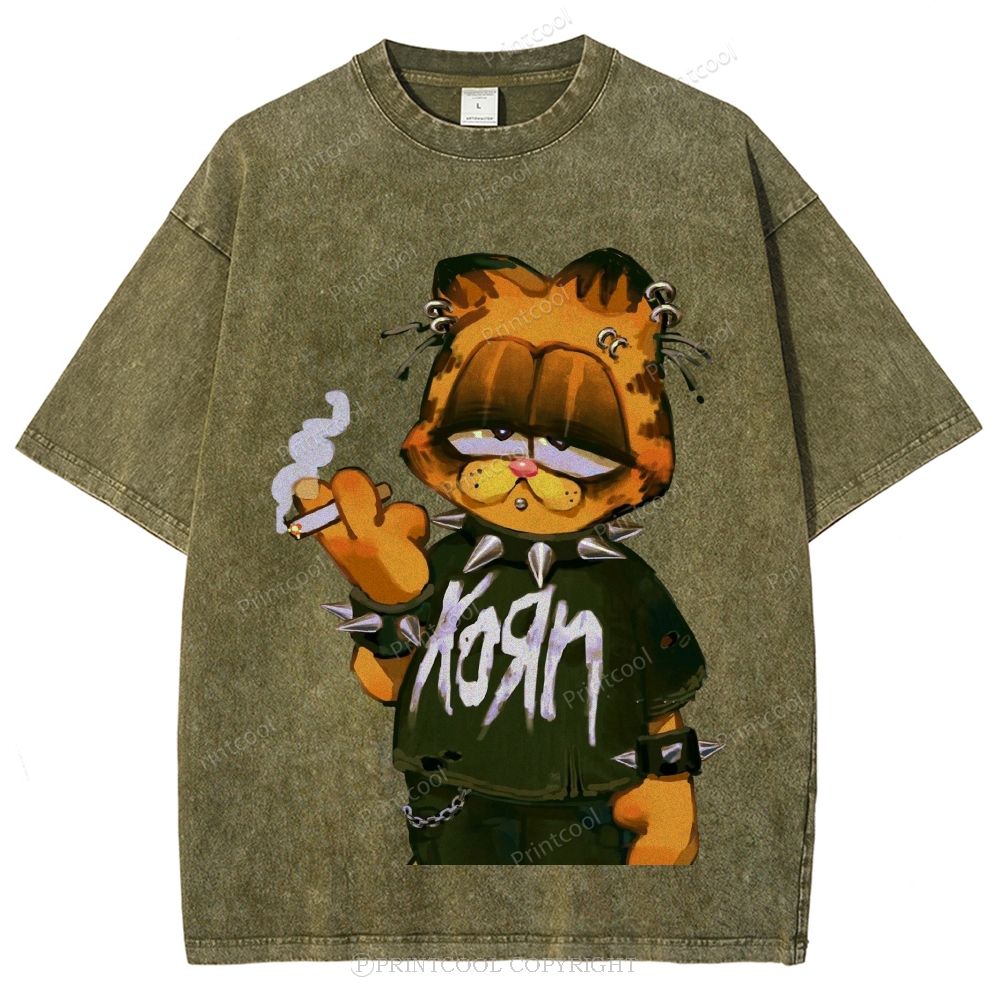 Punk Garfield Unisex Vintage Washed Tee 