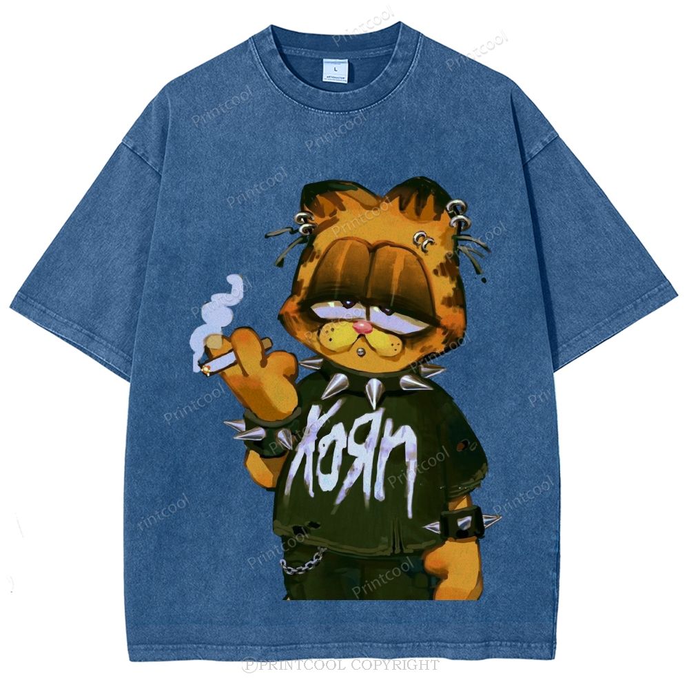 Punk Garfield Unisex Vintage Washed Tee 
