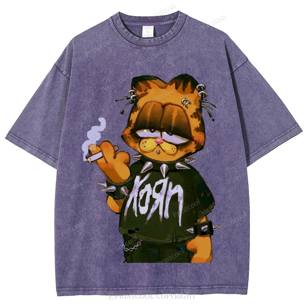 Punk Garfield Unisex Vintage Washed Tee 
