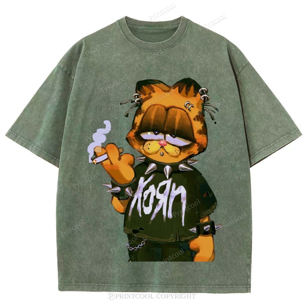 Punk Garfield Unisex Vintage Washed Tee 