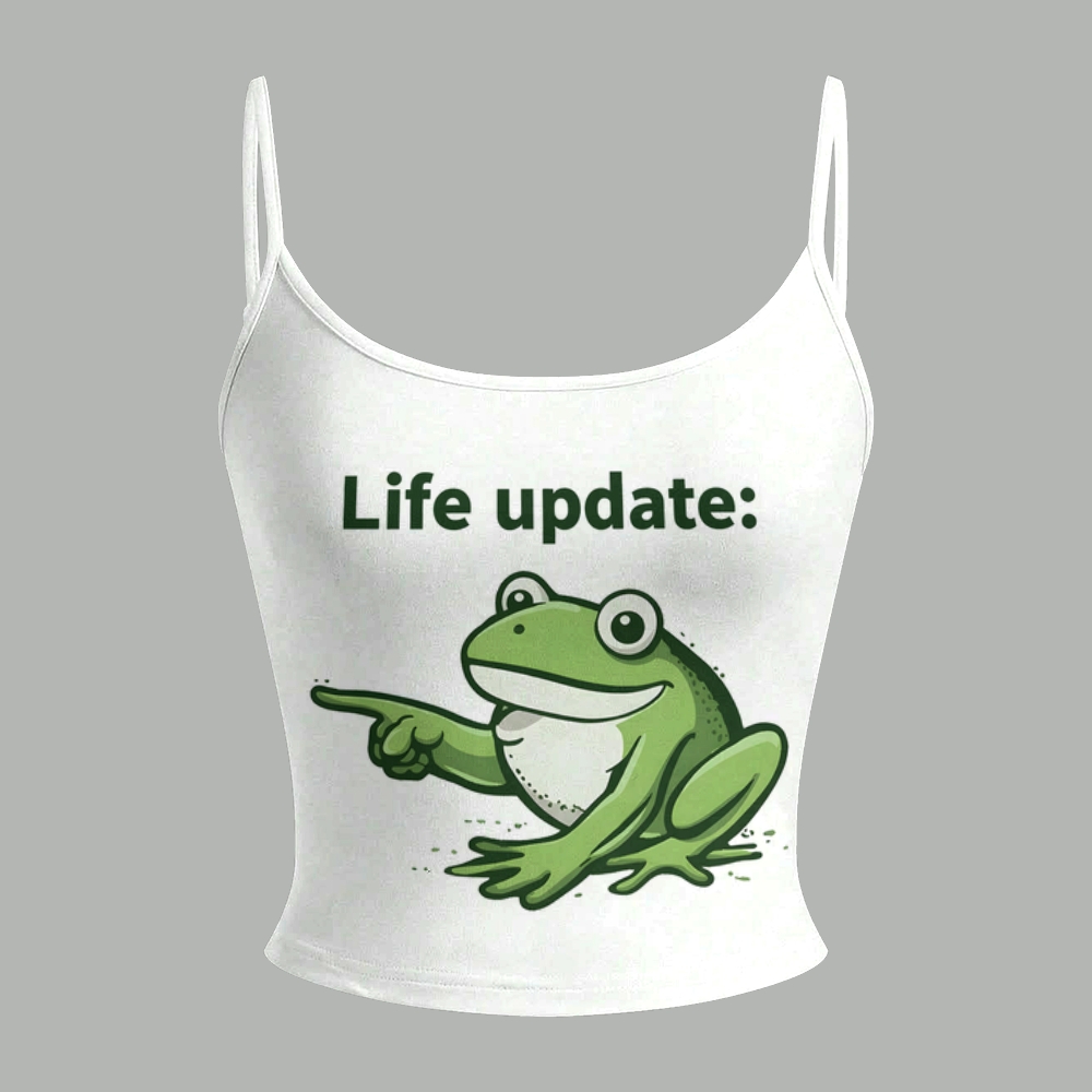 Cute Aesthetic Sad Frog Y2K Top & Elasticated Trousers Two-Piece Set 