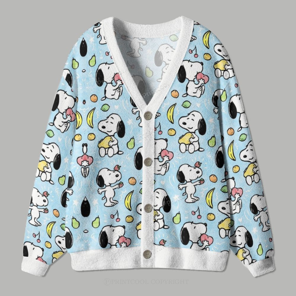 Aesthetic Snoopy Ugly Cardigan Sweater – Print-cool