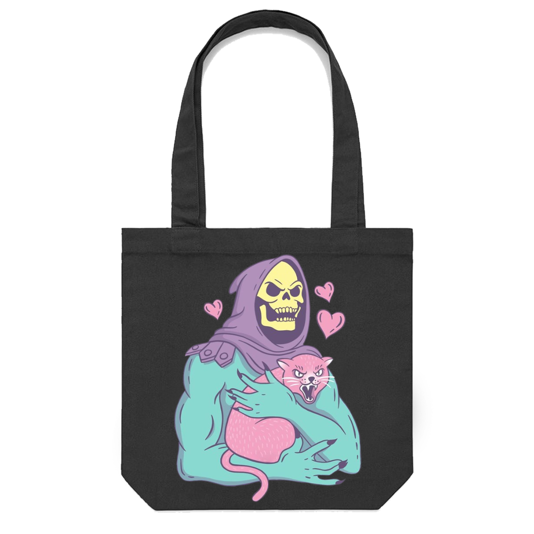 Funny Skull Cat Casual Tote Bag