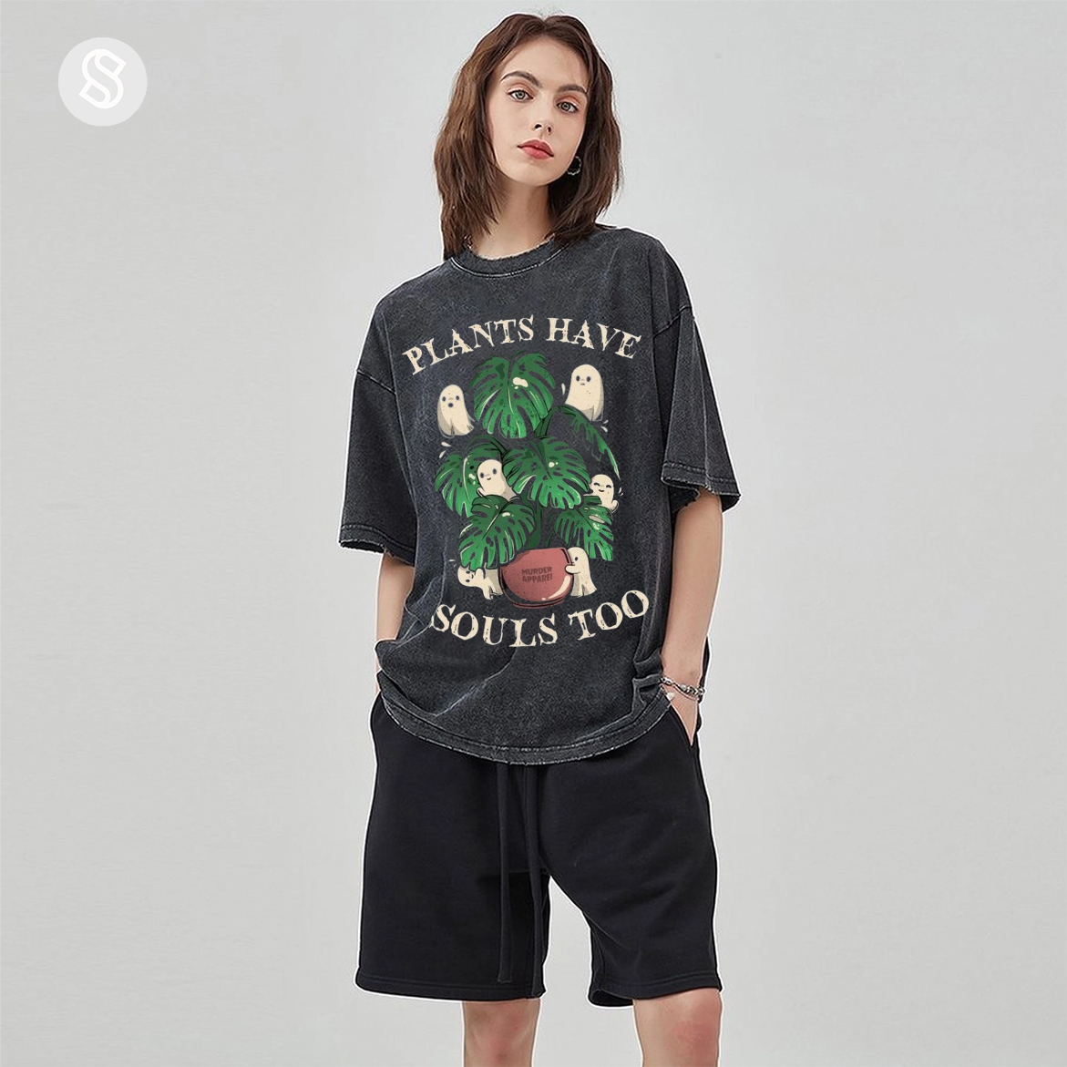 Plants Are Have Souls Too Unisex Printed Retro Washed Short Sleeved T-Shirt-Print-cool