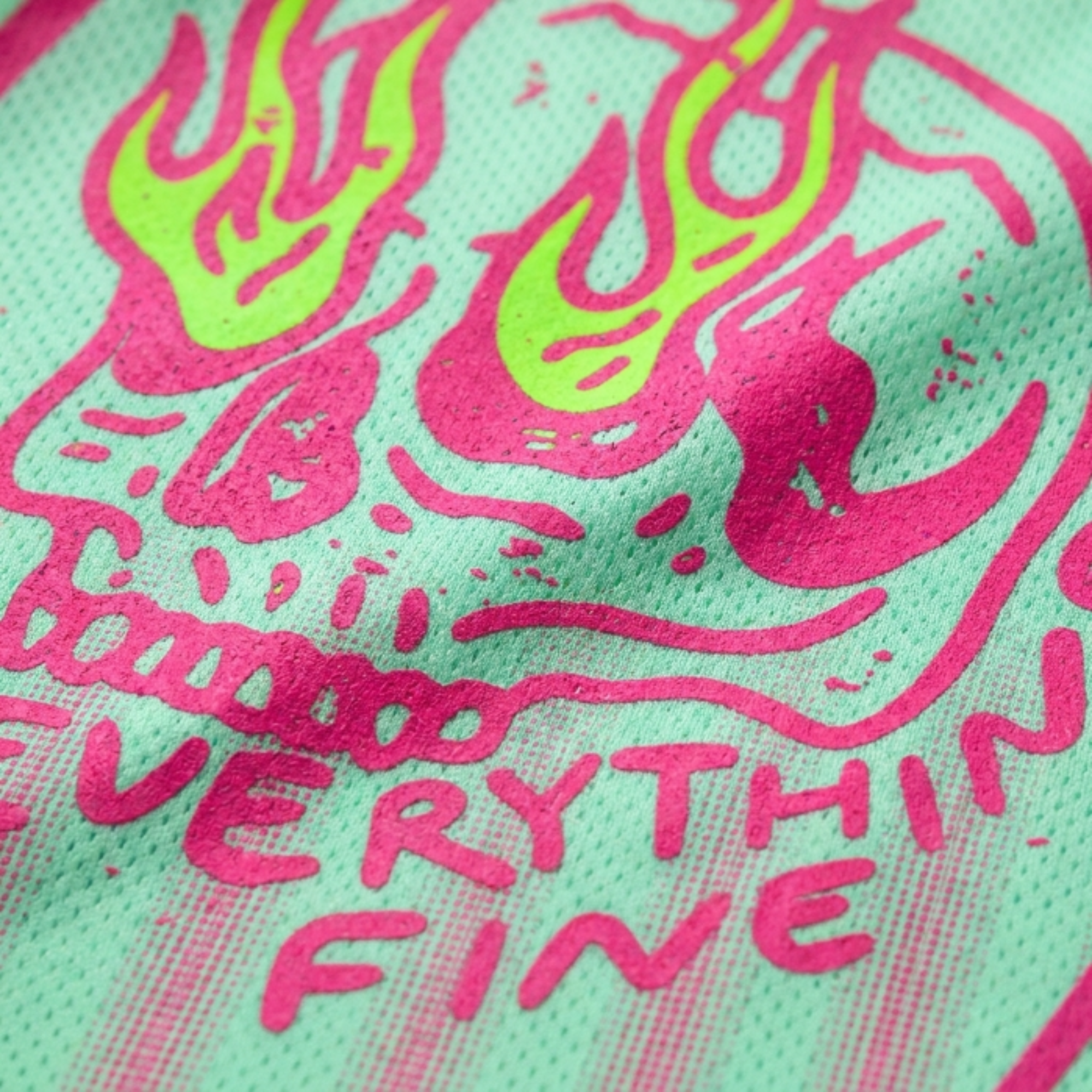 Chaotic Club Everything Is Fine Skull Neon Summer Mesh Jersey