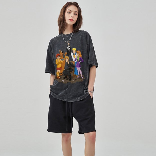 Ghost Face Unisex Vintage Wash Denim T-Shirts