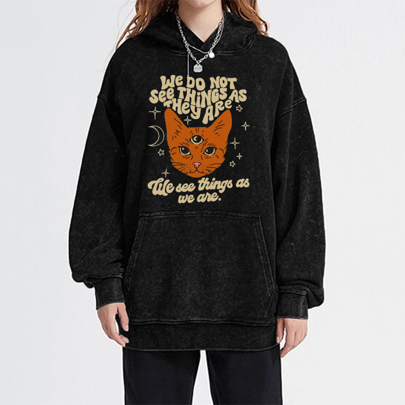 See Things Unisex Printed Casual Washed Hoodie Sweatshirt