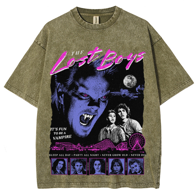 The Lost Unisex Vintage Wash Denim T-Shirts-Print-cool