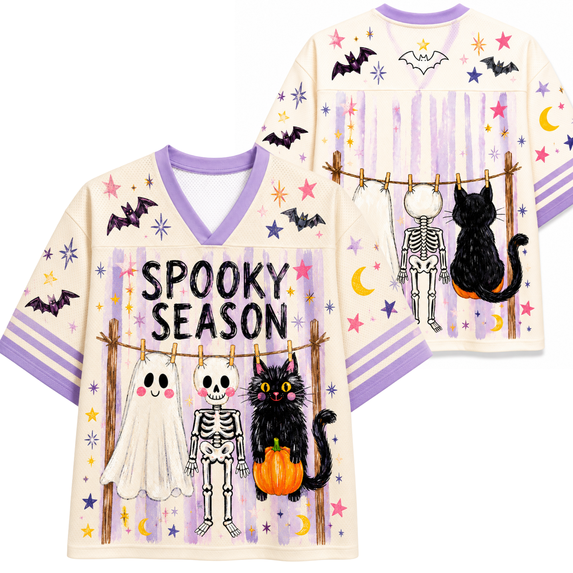 Chaotic Club Preppy Spooky Season Coquette Skeleton Mesh Jersey