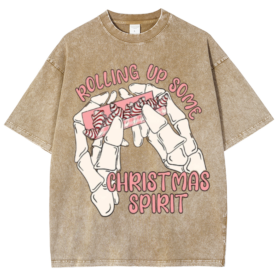 Rolling Up Unisex Oversized Print Vintage Wash Denim T-Shirt-Print-cool