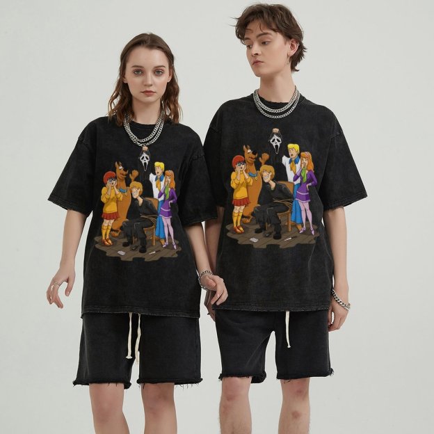 Ghost Face Unisex Vintage Wash Denim T-Shirts