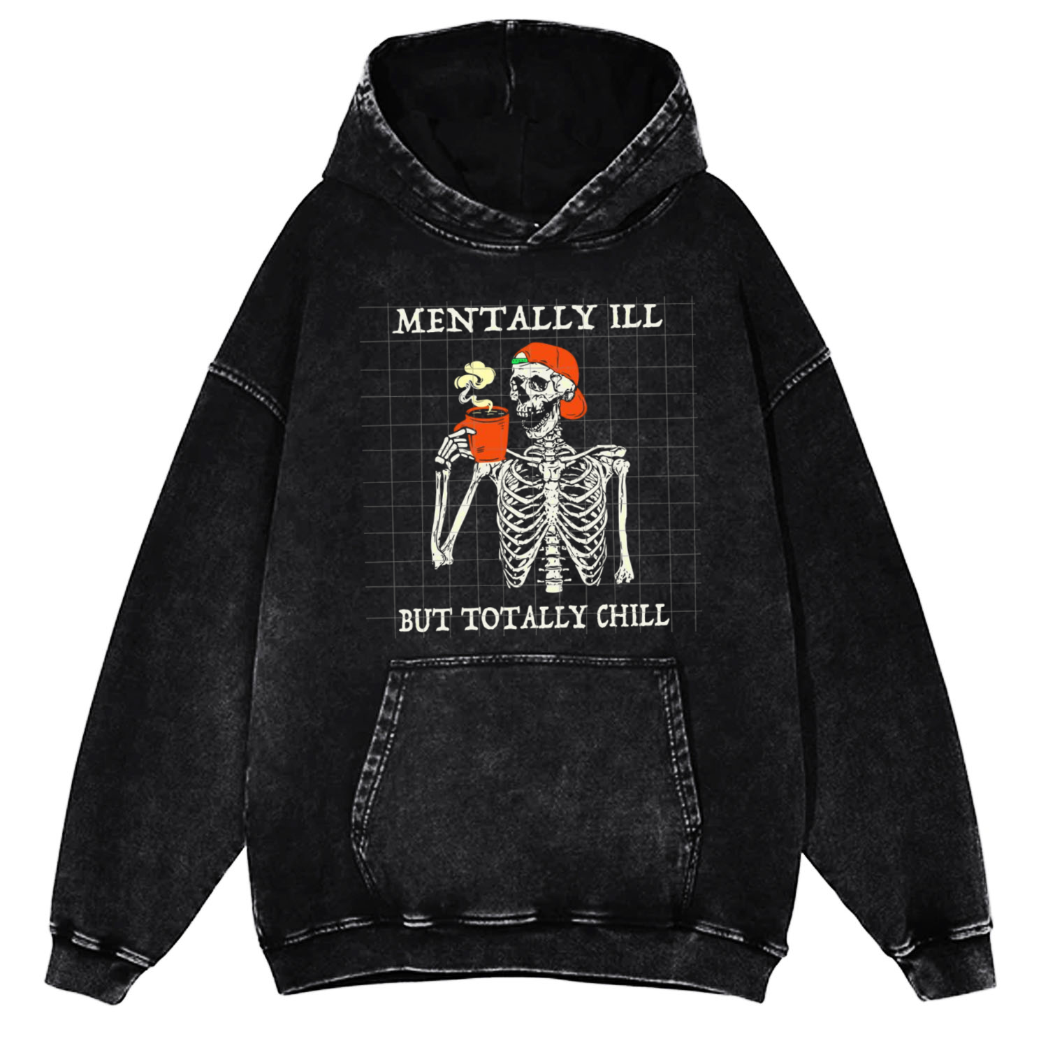 Mentally Ill Unisex Printed Casual Washed Hoodie Sweatshirt-Print-cool
