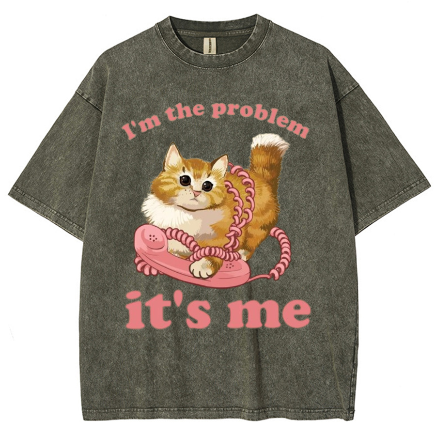 Its Me Unisex Printed Retro Washed Short Sleeved T-Shirt-Print-cool