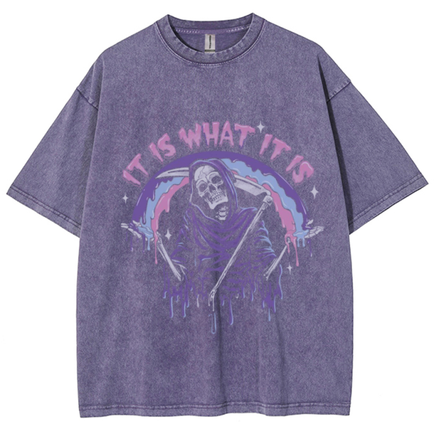 It Is What It Is Unisex Vintage Solid Wash Denim T-Shirts🔥Buy 4 get 5th 50%OFF🔥