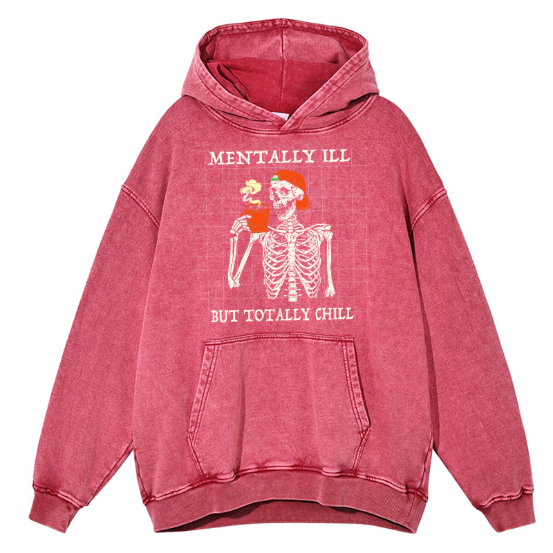 Mentally Ill Unisex Printed Casual Washed Hoodie Sweatshirt-Print-cool