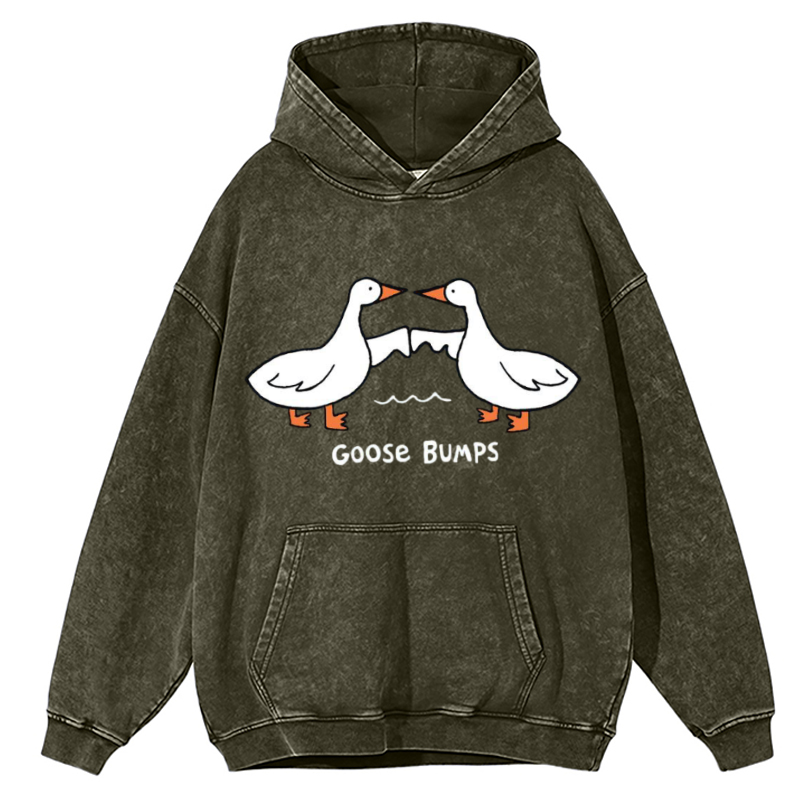 Goose Bumps Unisex Printed Casual Washed Hoodie Sweatshirt-Print-cool
