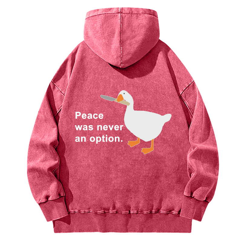 Unisex Casual Washed Peace Was Never An Option Printed Hoodie Sweatshirt