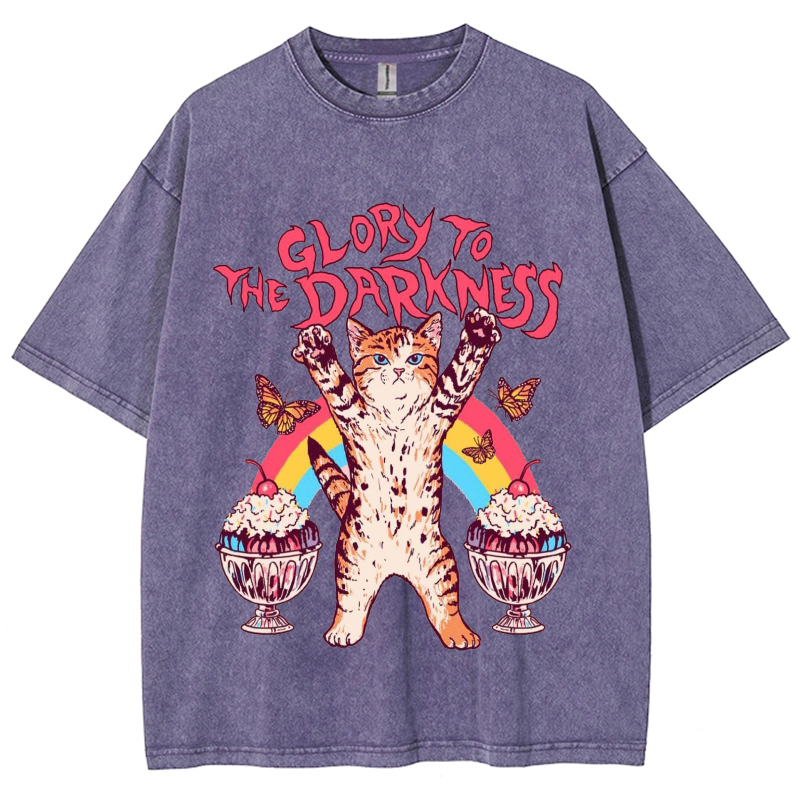 The Darkness Unisex Vintage Wash Denim T-Shirts-Print-cool