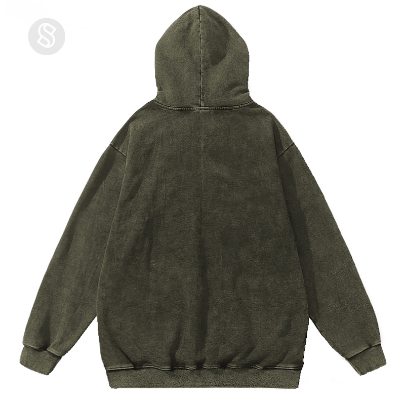 Slasher Unisex Printed Casual Washed Hoodie Sweatshirt-Print-cool