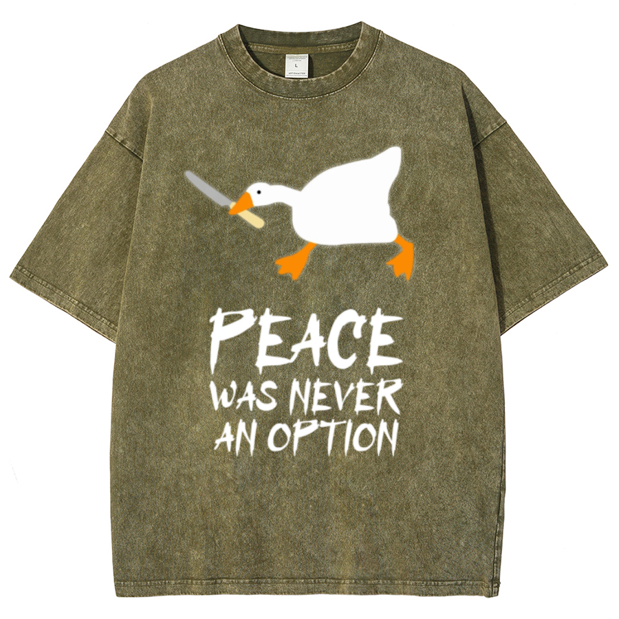 Peace Unisex Oversized Print Vintage Wash Denim T-Shirt-Print-cool