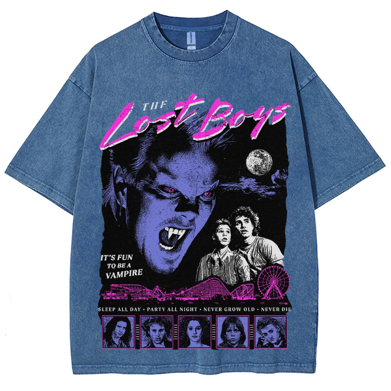 The Lost Unisex Vintage Wash Denim T-Shirts-Print-cool
