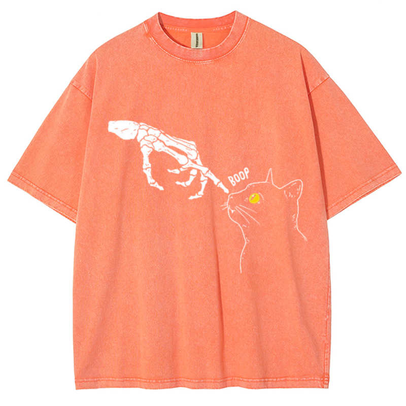 Spooky Boop Unisex Vintage Solid Wash Denim T-Shirts-Print-cool