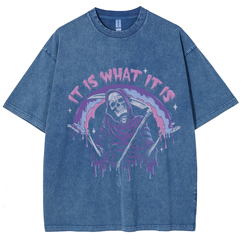 It Is What It Is Unisex Vintage Solid Wash Denim T-Shirts🔥Buy 4 get 5th 50%OFF🔥