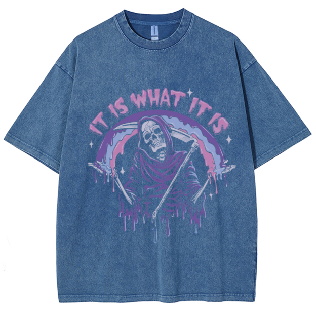 It Is What It Is Unisex Vintage Solid Wash Denim T-Shirts🔥Buy 4 get 5th 50%OFF🔥