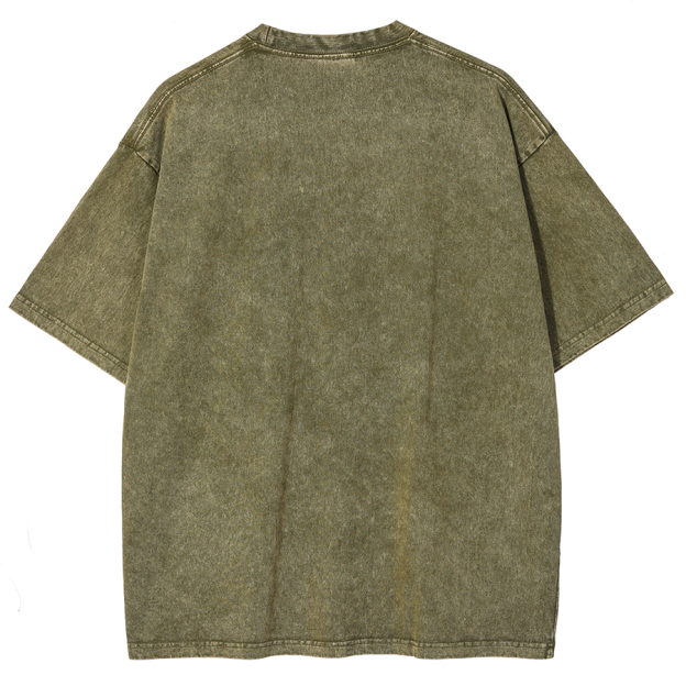Funny Frog Unisex Oversized Print Vintage Wash Denim T-Shirt