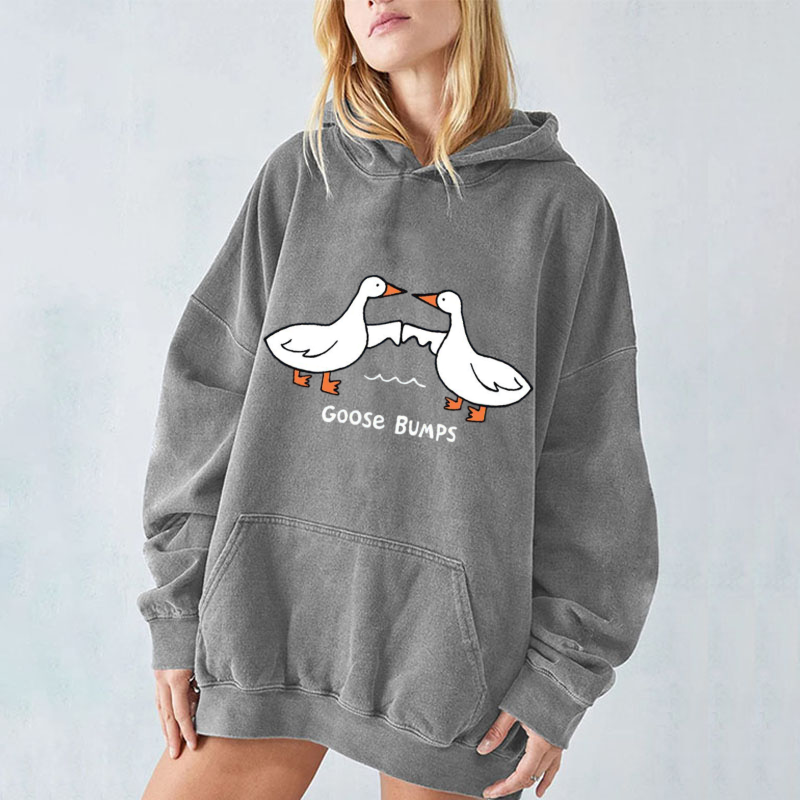 Goose Bumps Unisex Printed Casual Washed Hoodie Sweatshirt-Print-cool