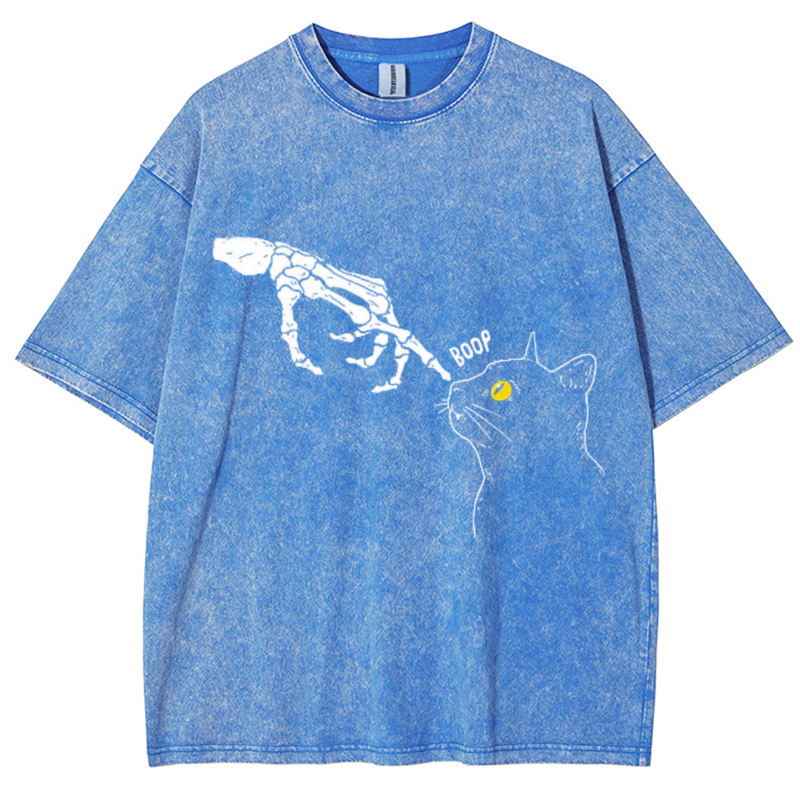 Spooky Boop Unisex Vintage Solid Wash Denim T-Shirts-Print-cool