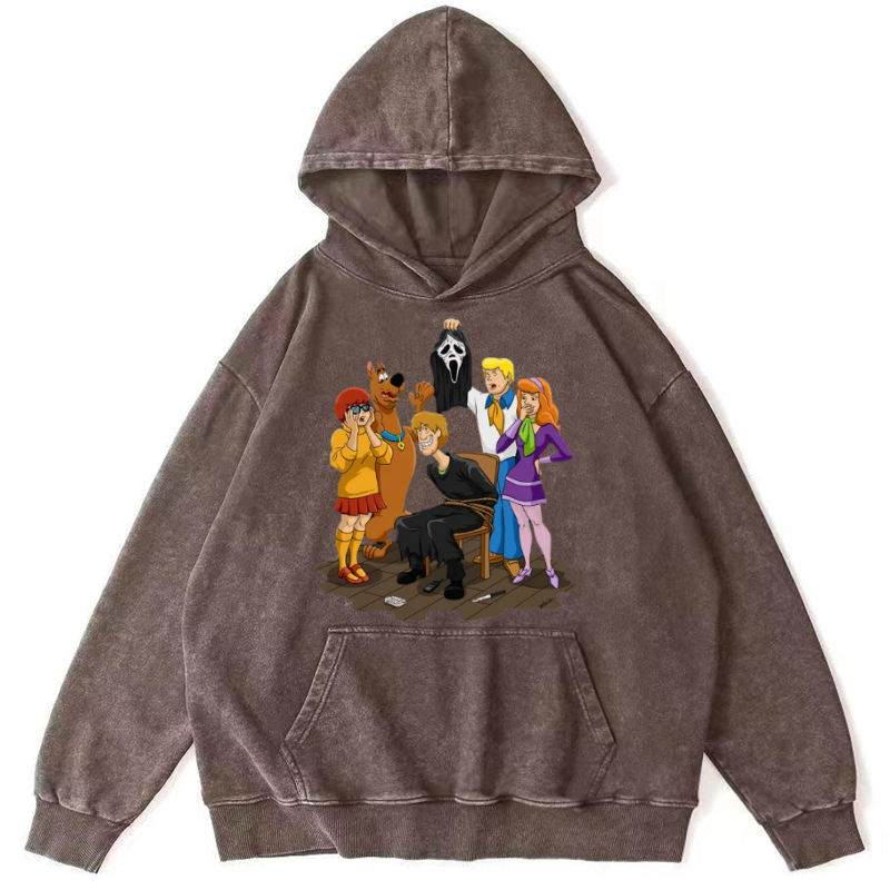 Ghost Face Unisex Printed Casual Washed Hoodie Sweatshirt-Print-cool