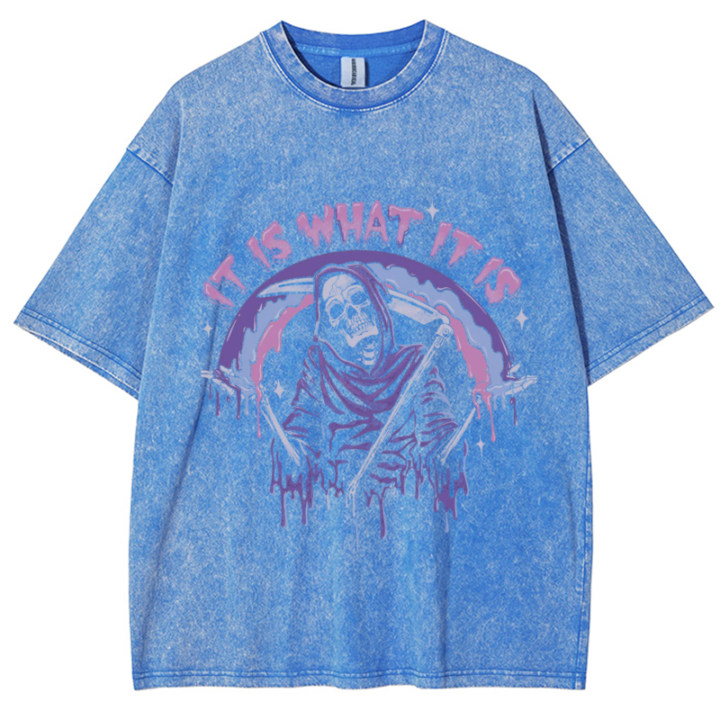 It Is What It Is Unisex Vintage Solid Wash Denim T-Shirts🔥Buy 4 get 5th 50%OFF🔥