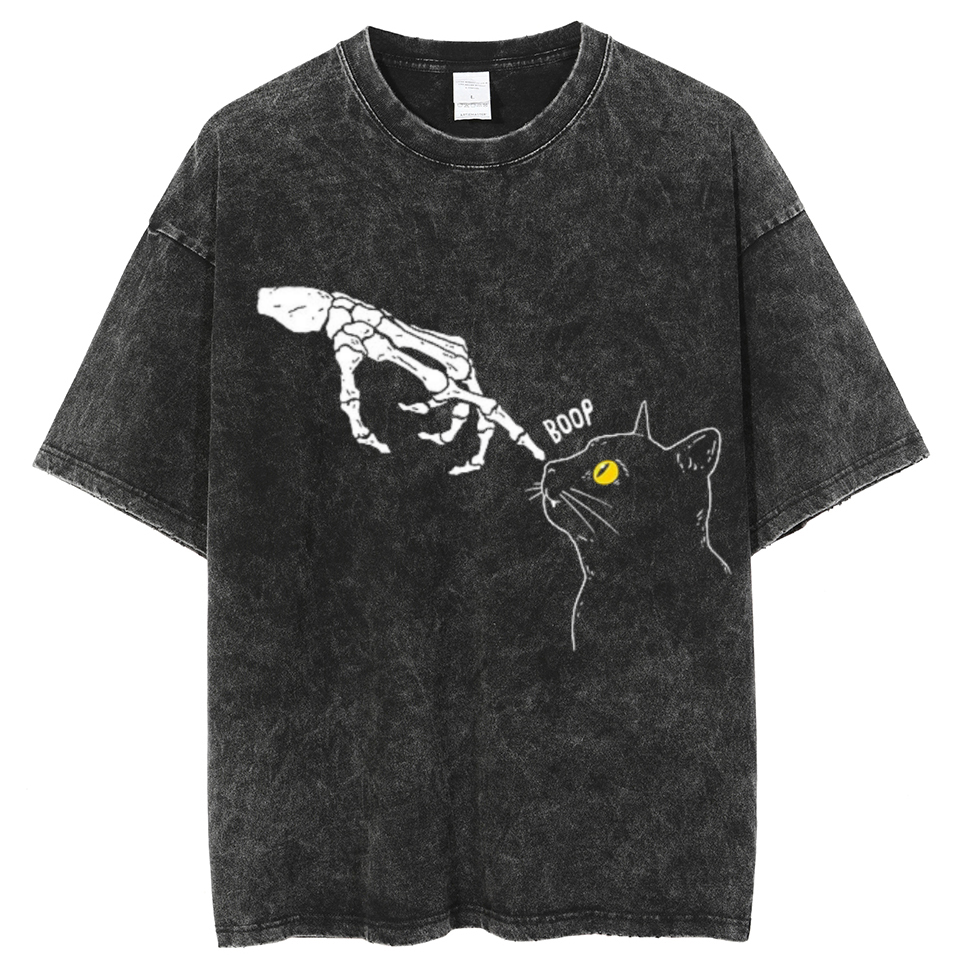Spooky Boop Unisex Vintage Solid Wash Denim T-Shirts-Print-cool