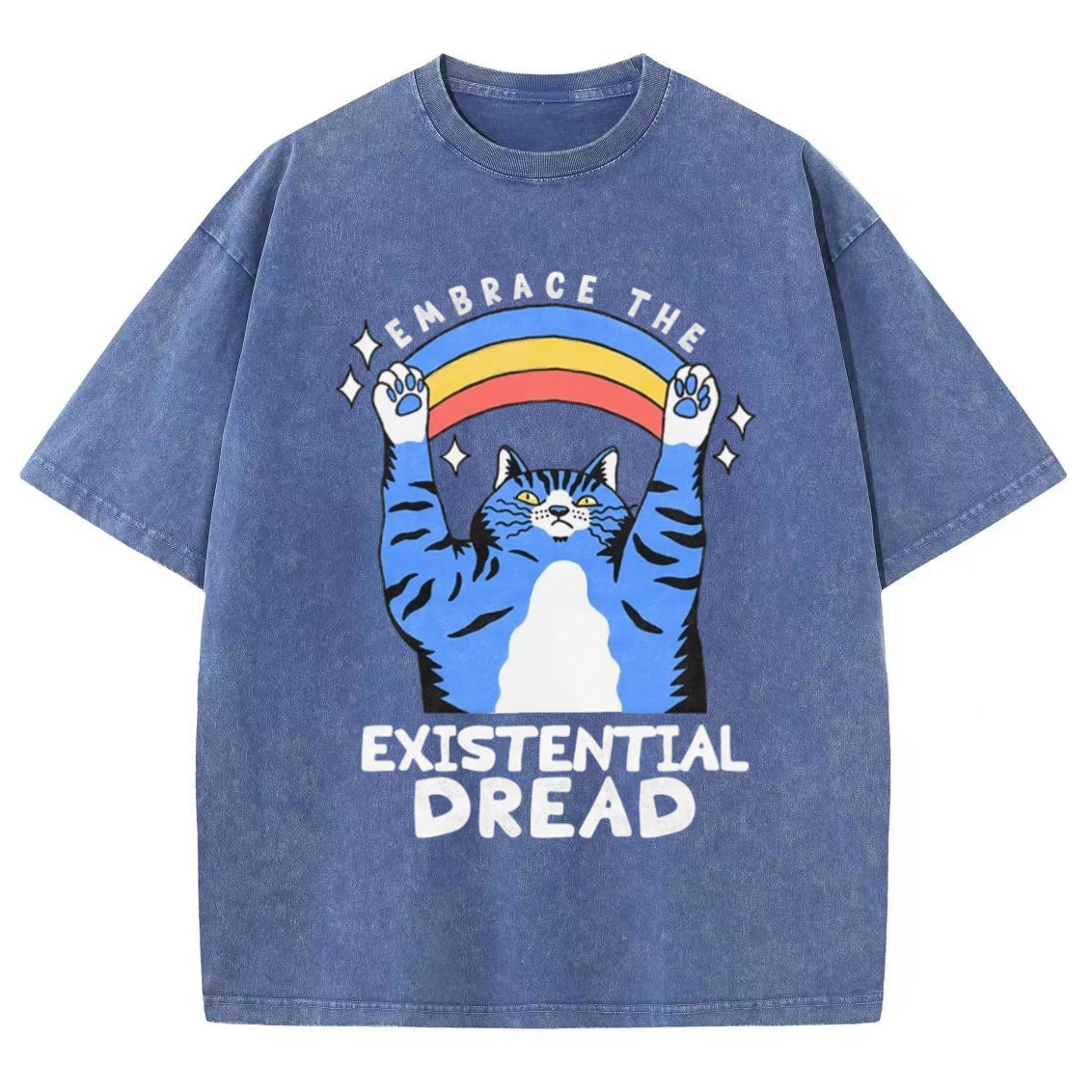 Embrace The Existential Dread Unisex Vintage Solid Wash Denim T-Shirts
