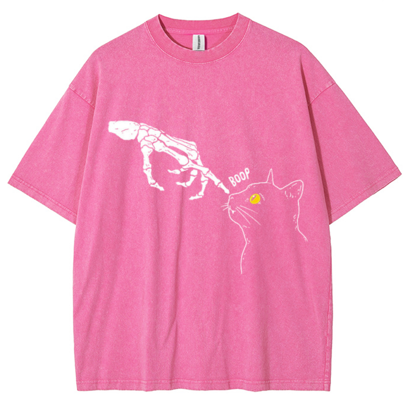 Spooky Boop Unisex Vintage Solid Wash Denim T-Shirts-Print-cool