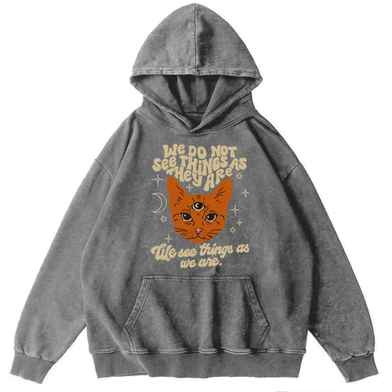See Things Unisex Printed Casual Washed Hoodie Sweatshirt