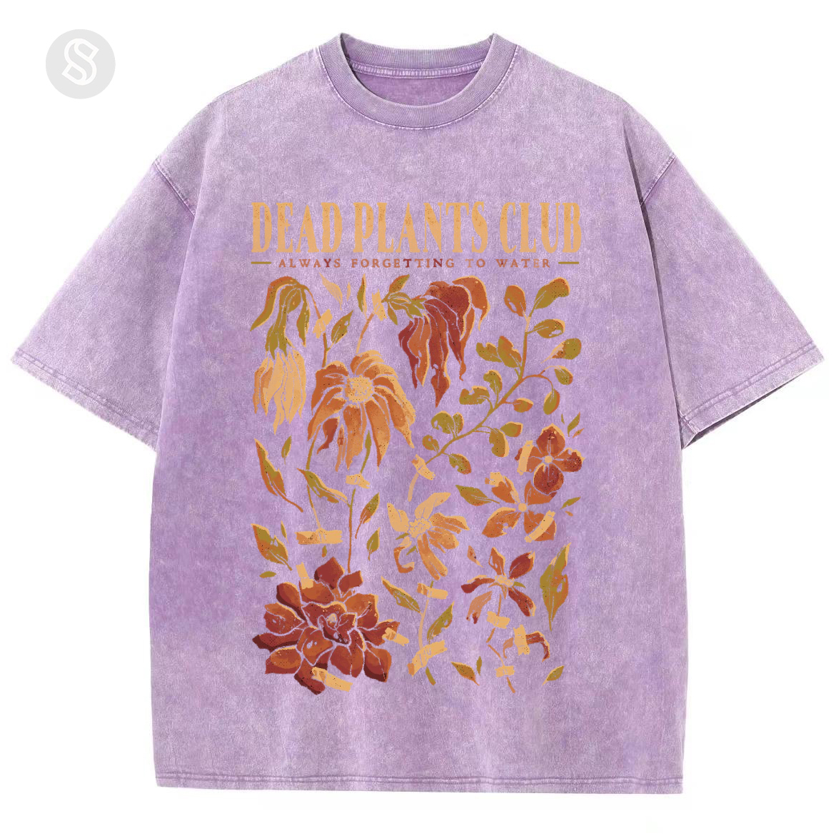 Dead Plants Club Unisex Printed Retro Washed Short Sleeved T-Shirt-Print-cool