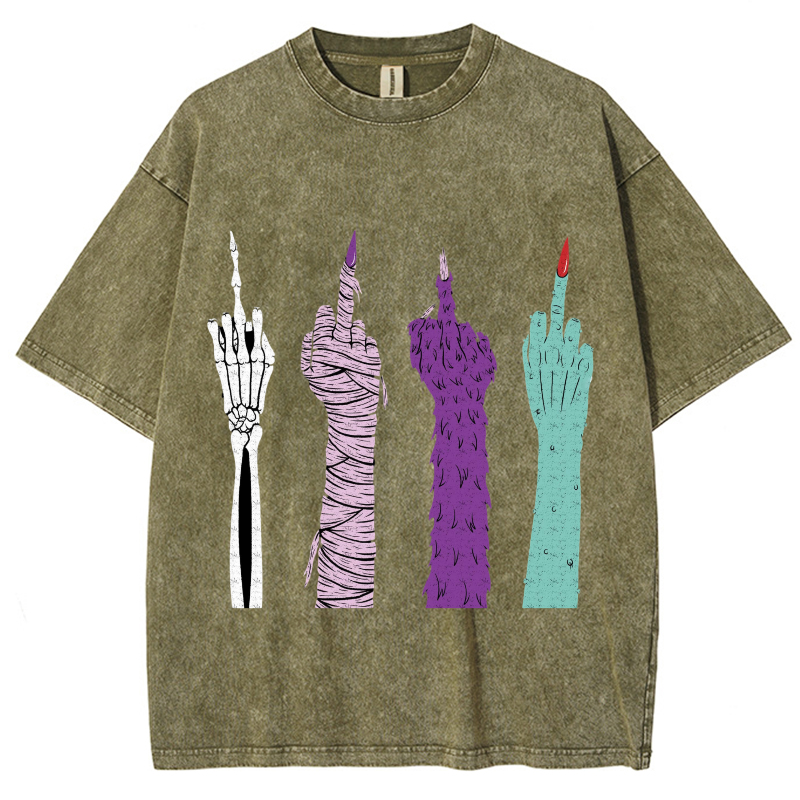 F*ck Monster Unisex Vintage Wash Denim T-Shirts-Print-cool