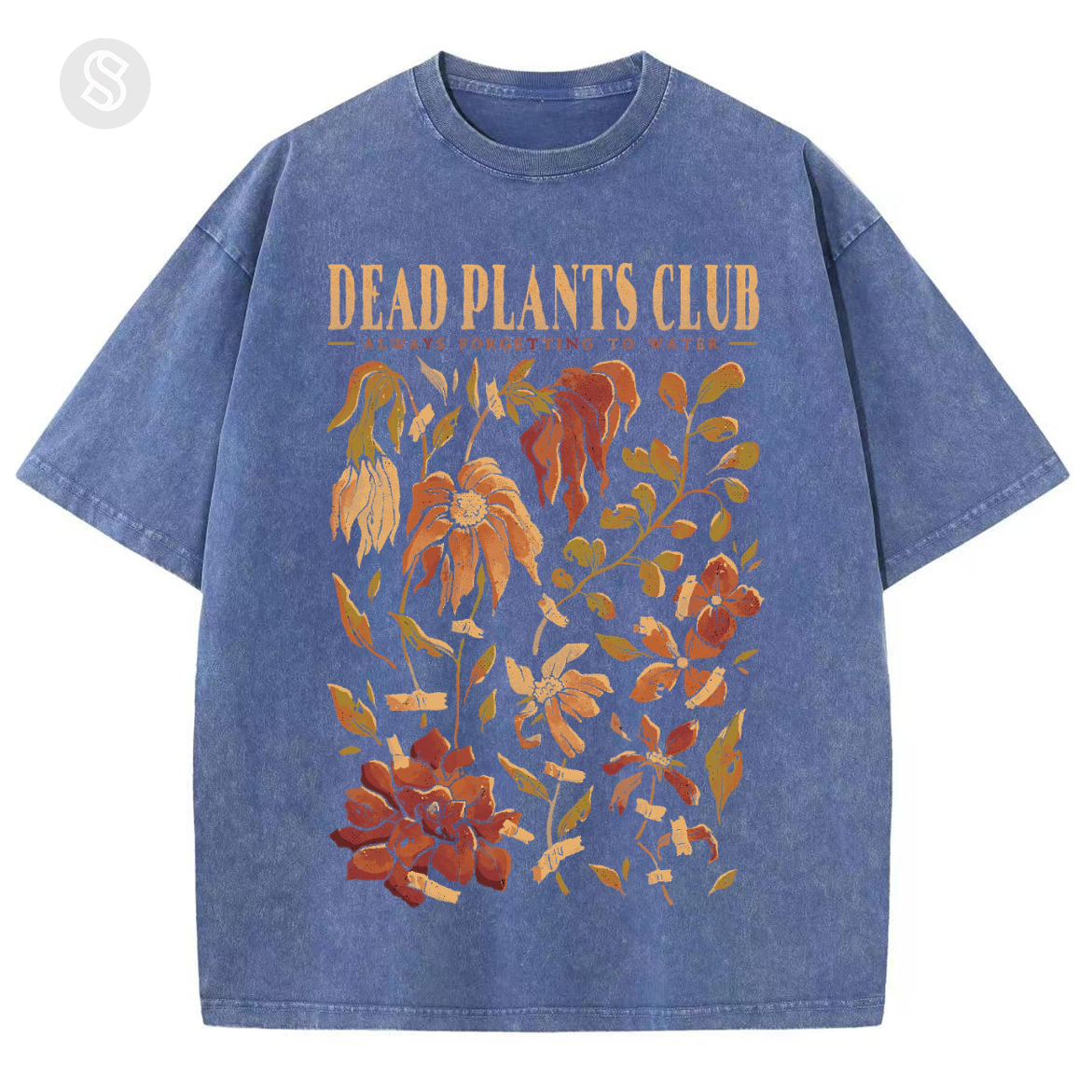 Dead Plants Club Unisex Printed Retro Washed Short Sleeved T-Shirt-Print-cool