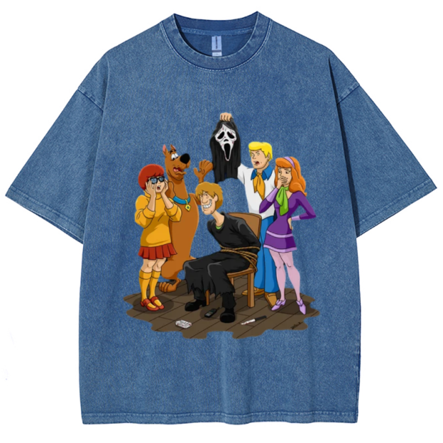 Ghost Face Unisex Vintage Wash Denim T-Shirts